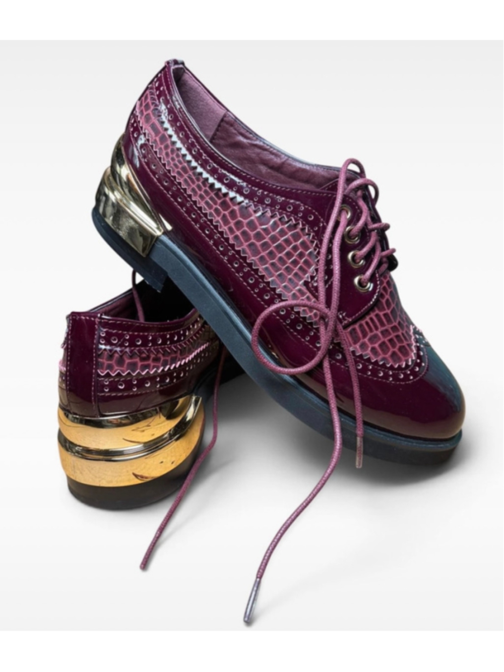 💜 Women's Midnight Velvet Oxblood Oxford Shoes Size 7 🖤